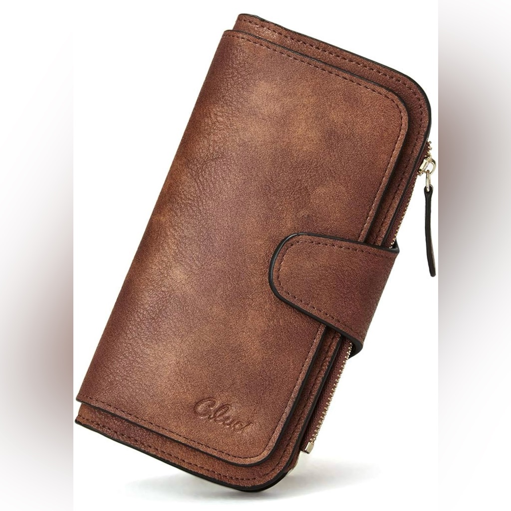 Women Wallet Leather Rfid Trifold Large Brown